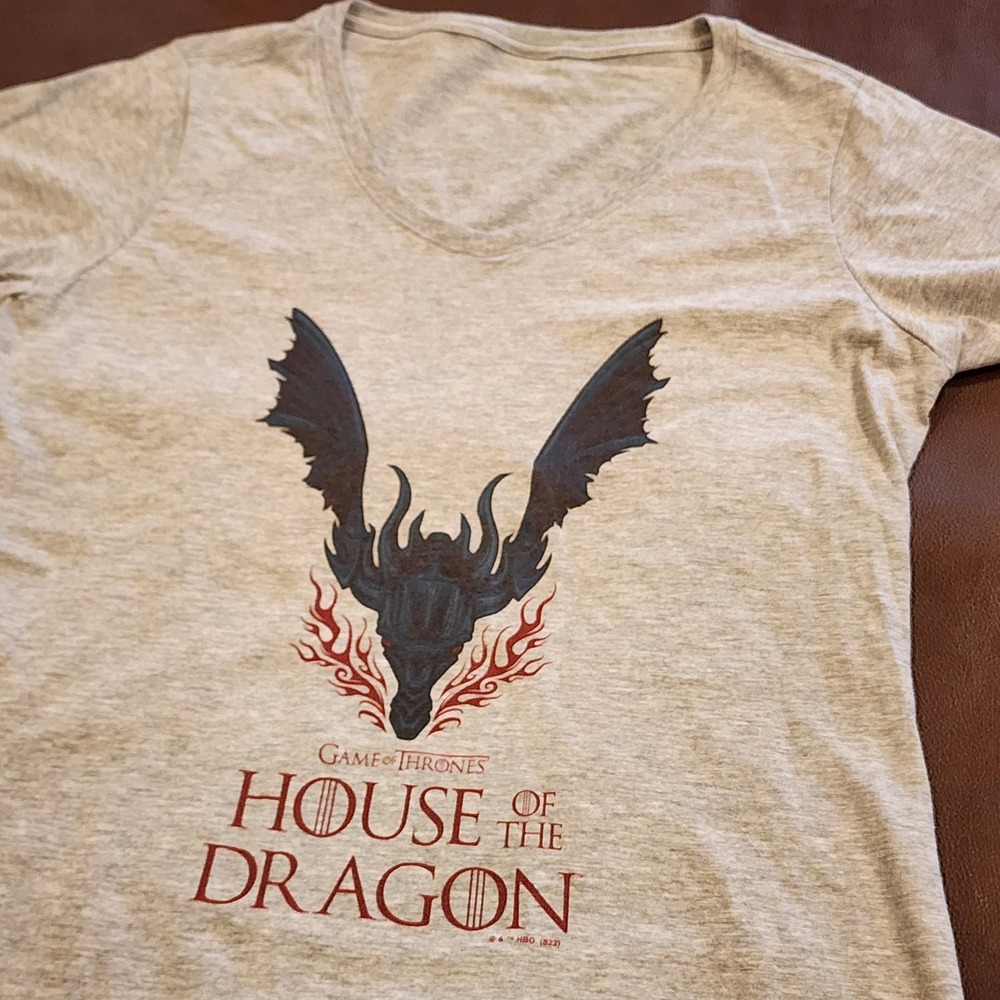 House of the Dragon Game of Thrones Womens T Shirt Gray Dragon HBO Graphic Tee